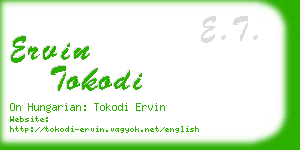 ervin tokodi business card